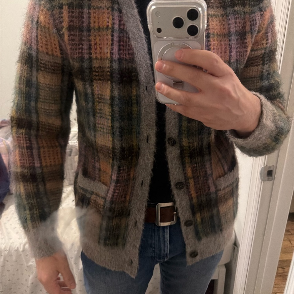 J. Crew Fuzzy Knit Cardigan in Brown & Taupe - Picture 2 of 3